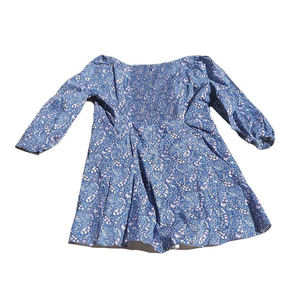 J. Crew Navy Blue Paisley Mini Dress with Pink Detail - Picture 8 of 12